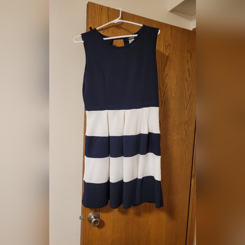 Blue and white dress